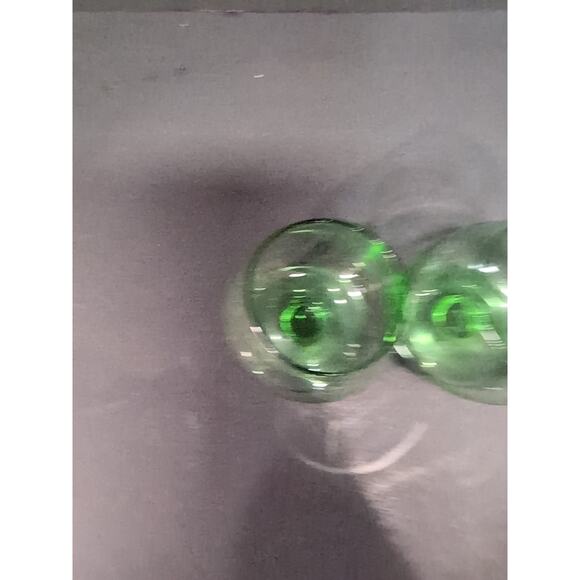 Green Etched Brandy Snifters, Cordial Glass, Shot Glass Set of 2, Floral Rose - Picture 5 of 9